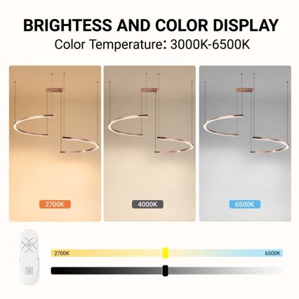 Immax NEO 07328L - FINO LED-dimmbare Pendelleuchte an Kabel LED/72W/230V 120 cm Roségold Tuya + Fernbedienung