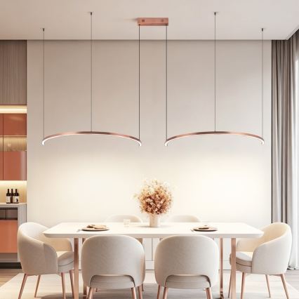 Immax NEO 07328L - FINO LED-dimmbare Pendelleuchte an Kabel LED/72W/230V 120 cm Roségold Tuya + Fernbedienung