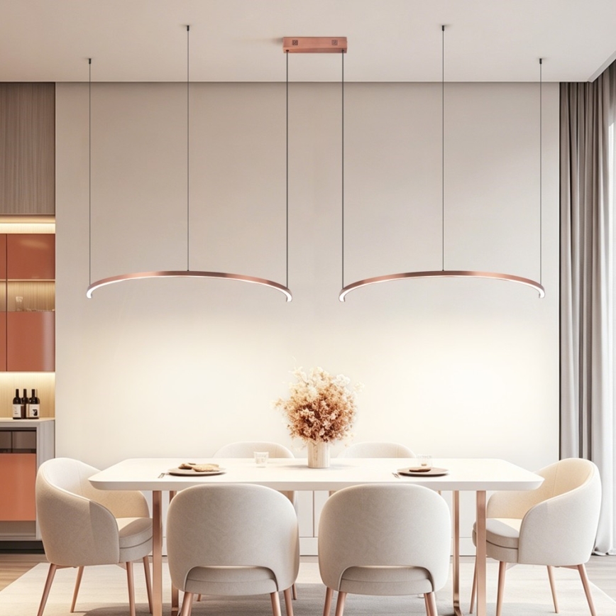 Immax NEO 07328L - FINO LED-dimmbare Pendelleuchte an Kabel LED/72W/230V 120 cm Roségold Tuya + Fernbedienung