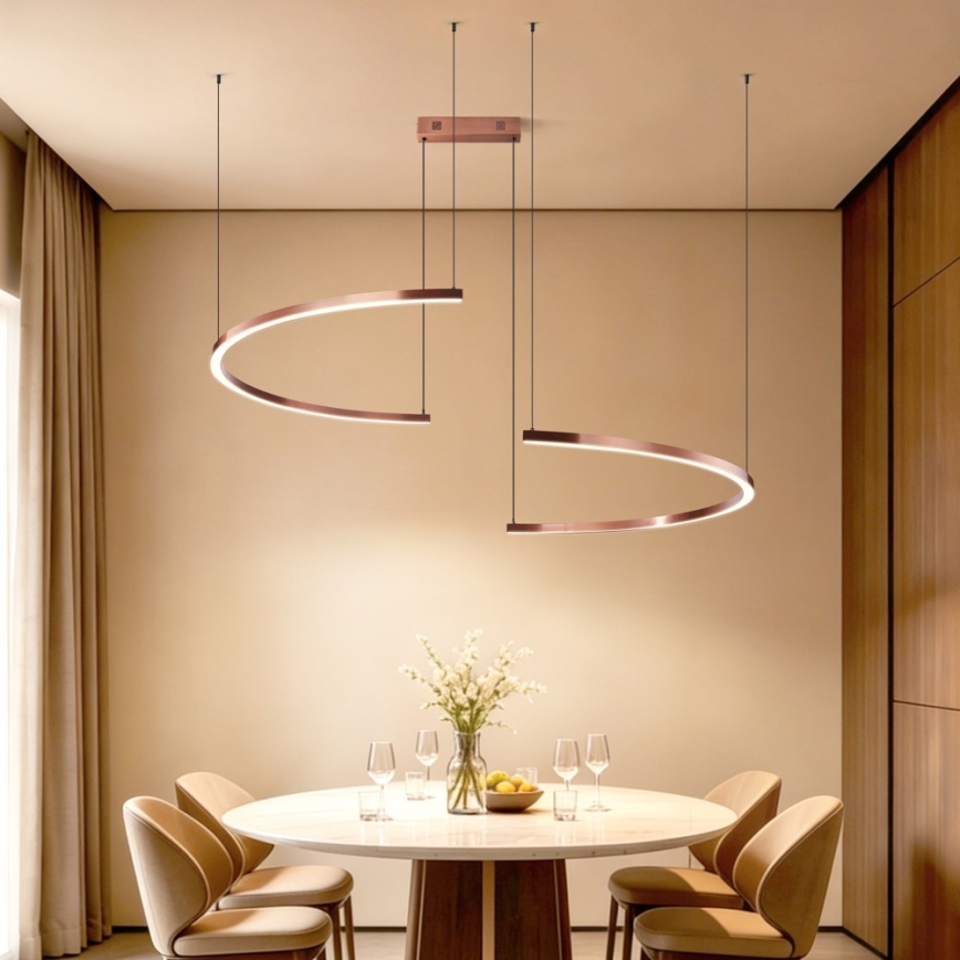 Immax NEO 07328L - FINO LED-dimmbare Pendelleuchte an Kabel LED/72W/230V 120 cm Roségold Tuya + Fernbedienung