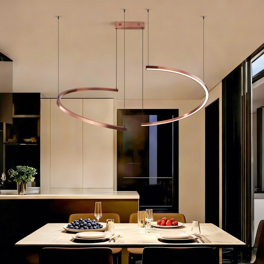 Immax NEO 07328L - FINO LED-dimmbare Pendelleuchte an Kabel LED/72W/230V 120 cm Roségold Tuya + Fernbedienung