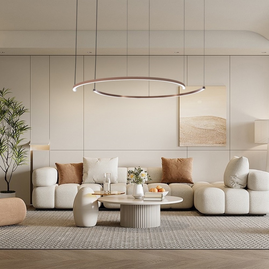 Immax NEO 07328L - FINO LED-dimmbare Pendelleuchte an Kabel LED/72W/230V 120 cm Roségold Tuya + Fernbedienung