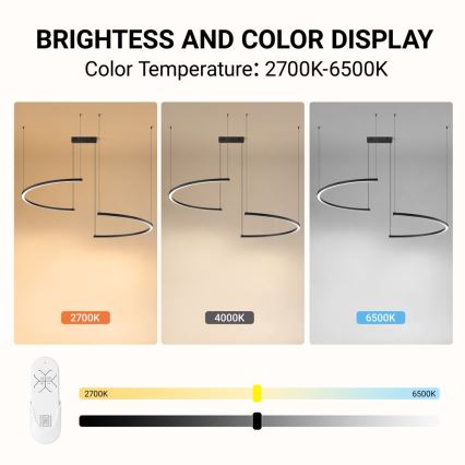 Immax NEO 07329L - Lampadario LED dimmerabile su cavo FINO LED/72W/230V 120 cm nero Tuya + telecomando