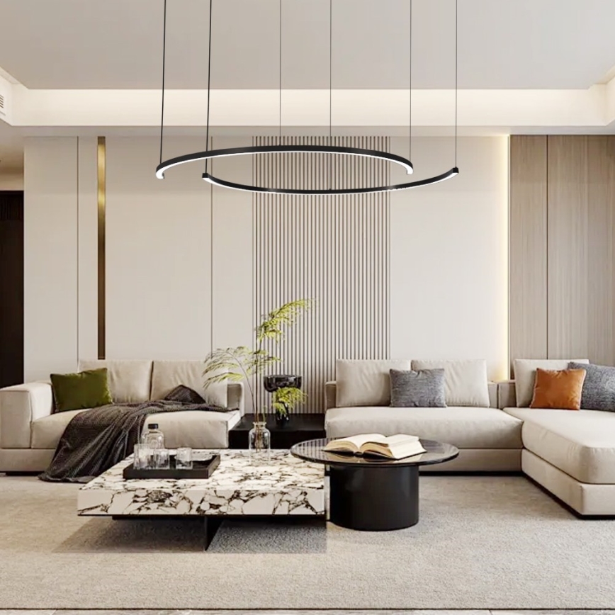 Immax NEO 07329L - Lampadario LED dimmerabile su cavo FINO LED/72W/230V 120 cm nero Tuya + telecomando