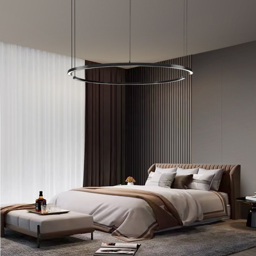 Immax NEO 07329L - Lampadario LED dimmerabile su cavo FINO LED/72W/230V 120 cm nero Tuya + telecomando