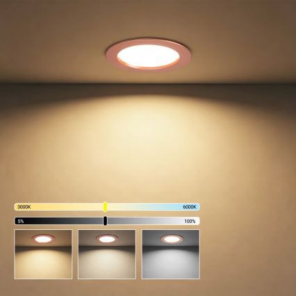 Immax NEO 07330L - Plafonnier encastré LED dimmable DOWN LED/12W/230V Wi-Fi Tuya Ø 12 cm or rose