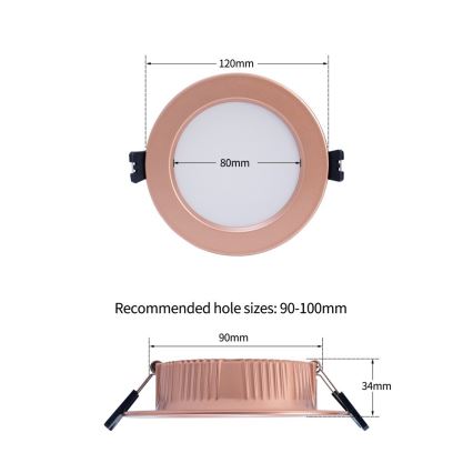 Immax NEO 07330L - Plafonnier encastré LED dimmable DOWN LED/12W/230V Wi-Fi Tuya Ø 12 cm or rose