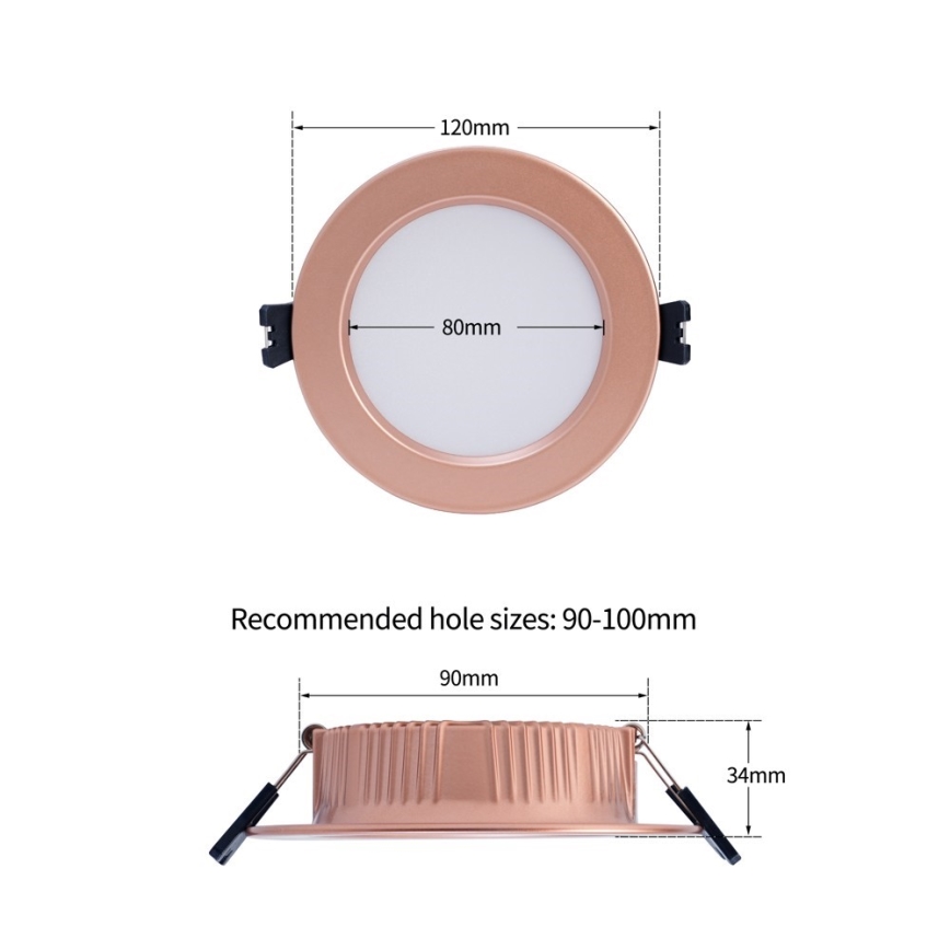 Immax NEO 07330L - Plafonnier encastré LED dimmable DOWN LED/12W/230V Wi-Fi Tuya Ø 12 cm or rose