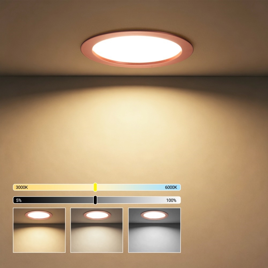 Immax NEO 07331L - Luminaire encastré dimmable DOWN LED/36W/230V, Wi‑Fi Tuya, Ø 23 cm, or rose