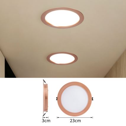 Immax NEO 07331L - Luminaire encastré dimmable DOWN LED/36W/230V, Wi‑Fi Tuya, Ø 23 cm, or rose