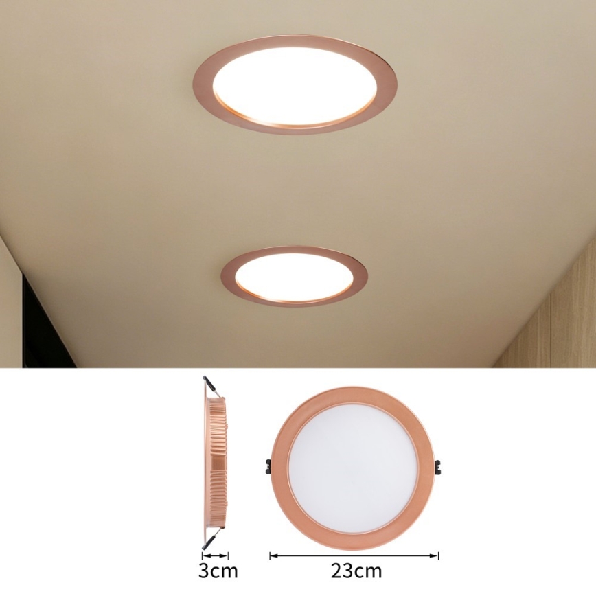 Immax NEO 07331L - LED dimmbares Einbau-Downlight LED/36W/230V Wi-Fi Tuya Ø 23 cm Roségold