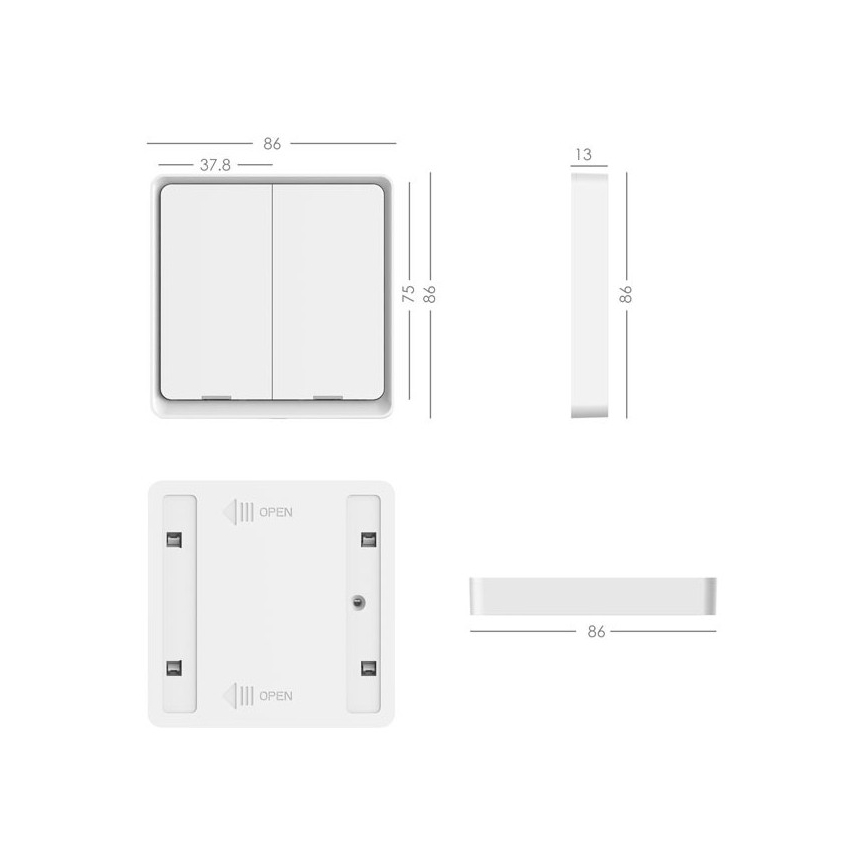 Immax NEO 07507L - Interrupteur 2 boutons SMART 1xCR2430 Zigbee 3.0 Tuya