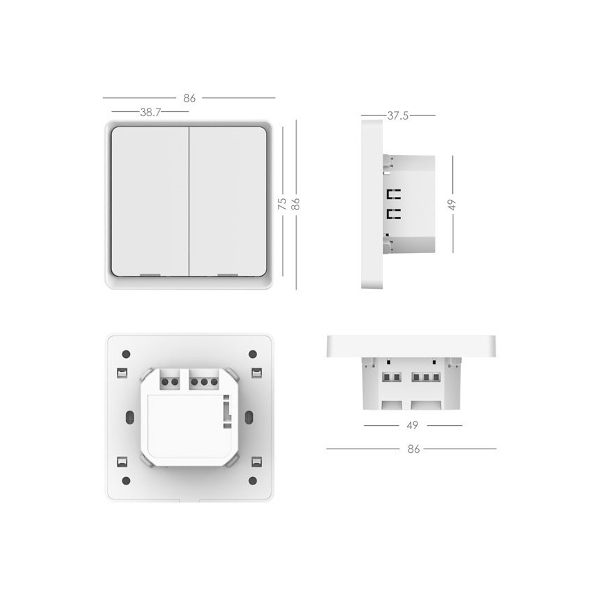 Immax NEO 07513L - Interruttore a 2 pulsanti SMART 230V Wi-Fi Tuya