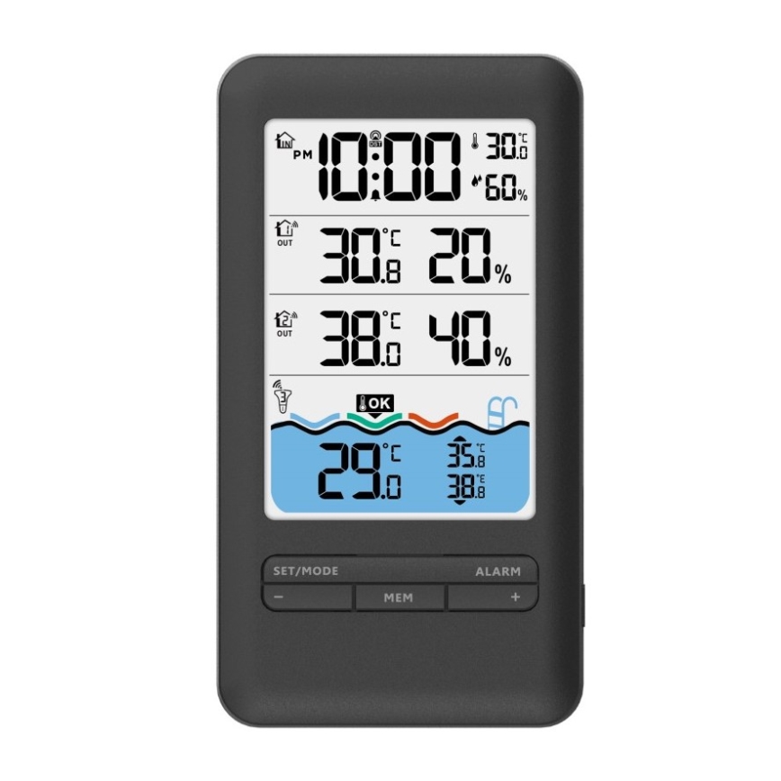 Immax NEO 07529L - Sensore intelligente di temperatura della piscina +2x sensore di temperatura e umidità interna Wi-Fi Tuya
