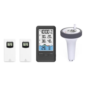 Immax NEO 07529L - Sensore intelligente di temperatura della piscina +2x sensore di temperatura e umidità interna Wi-Fi Tuya