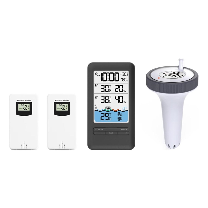 Immax NEO 07529L - Sensore intelligente di temperatura della piscina +2x sensore di temperatura e umidità interna Wi-Fi Tuya