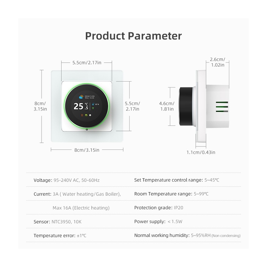 Immax NEO 07534L - Termostato per riscaldamento a pavimento SMART 230V/3A Wi-Fi Tuya