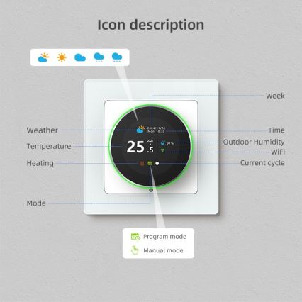 Immax NEO 07535L - Termostato SMART per riscaldamento elettrico a pavimento 230V/16A Wi-Fi Tuya
