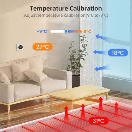 Immax NEO 07535L - Termostato SMART per riscaldamento elettrico a pavimento 230V/16A Wi-Fi Tuya