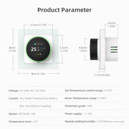 Immax NEO 07535L - Termostato SMART per riscaldamento elettrico a pavimento 230V/16A Wi-Fi Tuya