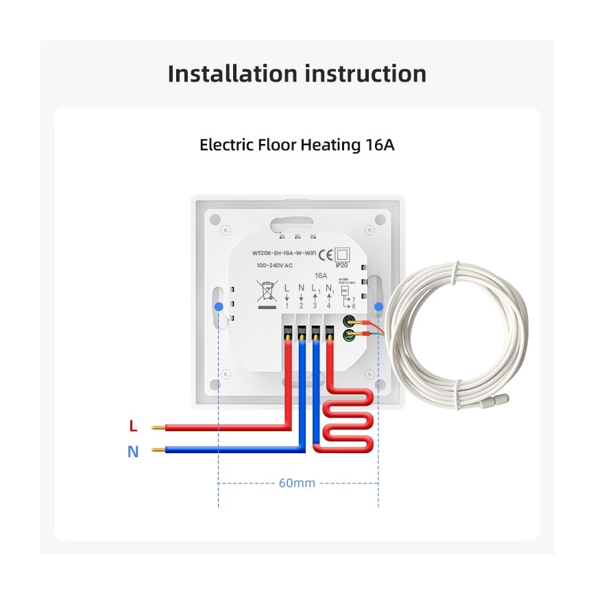 Immax NEO 07535L - Thermostat für elektrische Fußbodenheizung SMART 230V/16A Wi-Fi Tuya