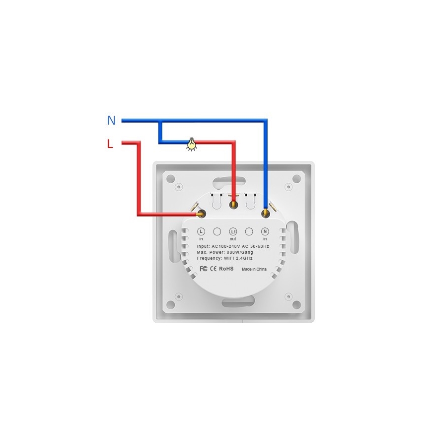 Immax NEO 07538L - Interrupteur SMART 1 bouton 230 V Wi‑Fi Tuya