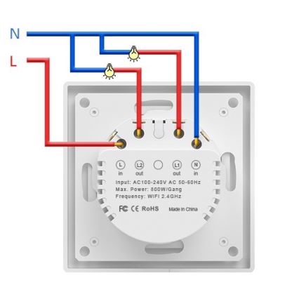 Immax NEO 07539L - Interrupteur à 2 boutons SMART 230V Wi-Fi Tuya