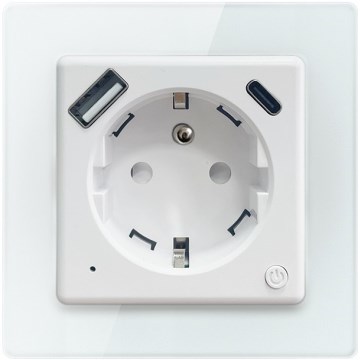 Immax NEO 07544L - Smart‑Steckdose Typ E 16A/230V mit 1× USB‑A und 1× USB‑C (PD 20W), Tuya Wi‑Fi