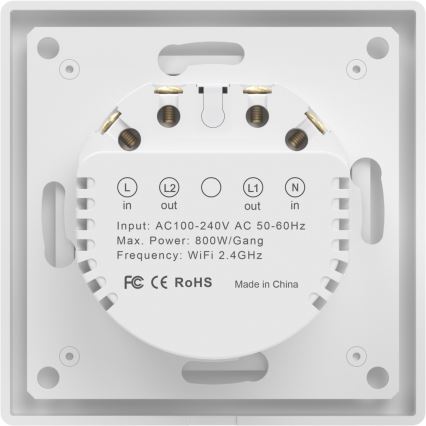 Immax NEO 07550L - Interrupteur intelligent 2 boutons 230 V Tuya