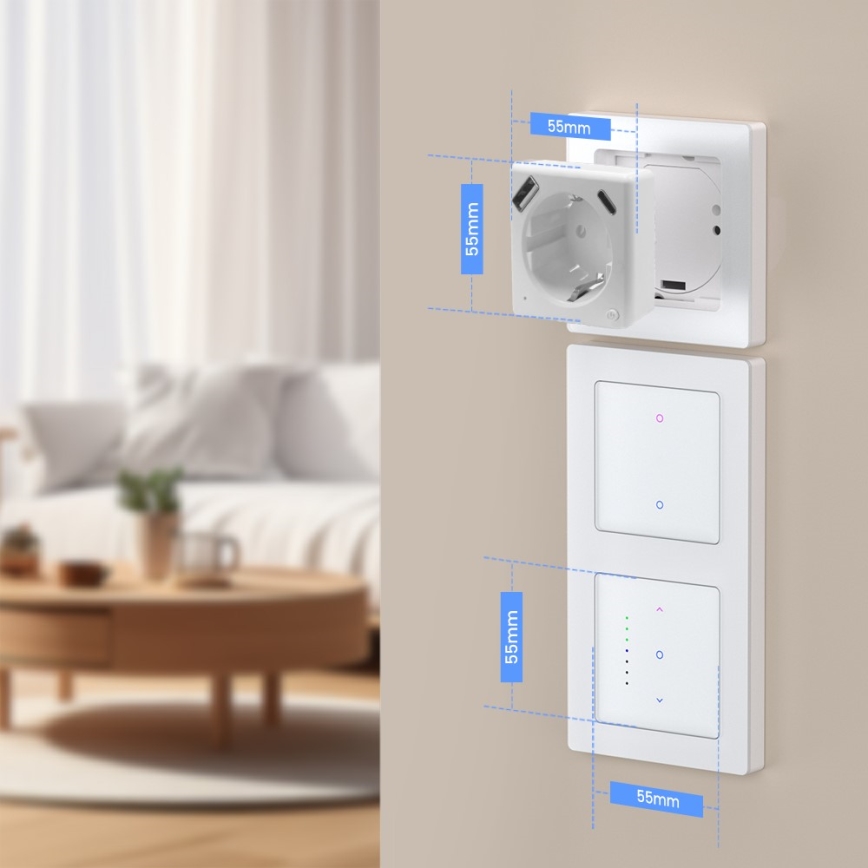 Immax NEO 07552L - Prise intelligente type F 16A/230V avec 1x USB-A + 1x USB-C PD 20W, compatible Tuya