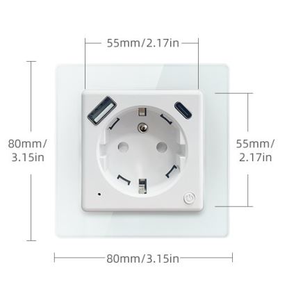 Immax NEO 07553L - Smarte Steckdose E 16A/230V + 1x USB-A + 1x USB-C PD 20W Tuya