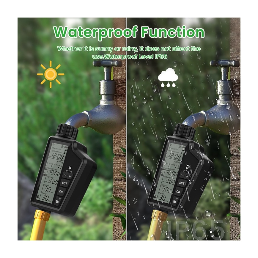 Immax NEO 07556L - Électrovanne d'arrosage alimentée par 4 piles AA, IP65, Wi‑Fi Tuya