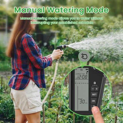 Immax NEO 07556L - Électrovanne d'arrosage alimentée par 4 piles AA, IP65, Wi‑Fi Tuya