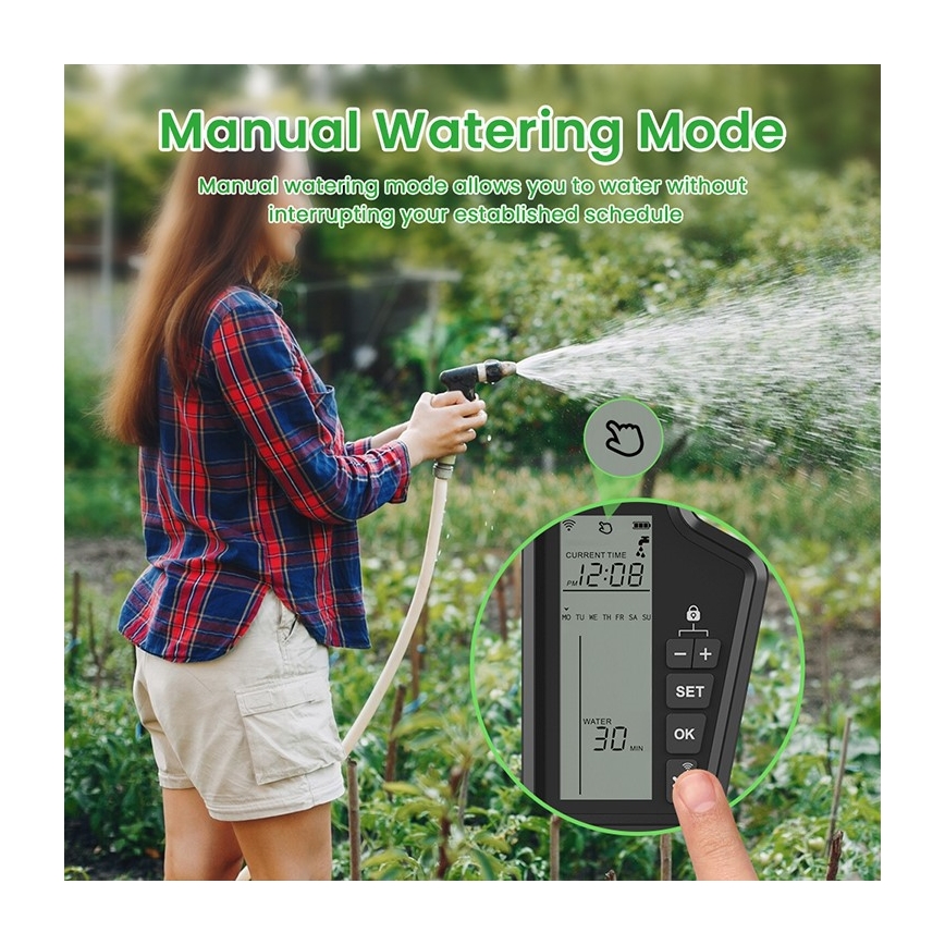 Immax NEO 07556L - Électrovanne d'arrosage alimentée par 4 piles AA, IP65, Wi‑Fi Tuya
