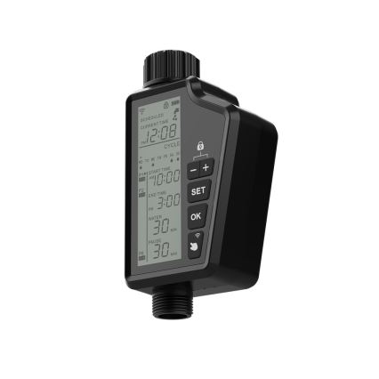 Immax NEO 07556L - Électrovanne d'arrosage alimentée par 4 piles AA, IP65, Wi‑Fi Tuya