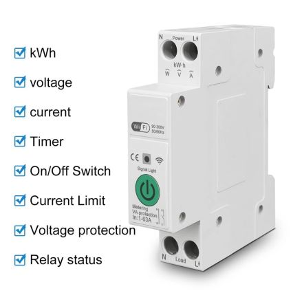 Immax NEO 07574L - Disjoncteur connecté monophase 1-63A Wi-Fi Tuya