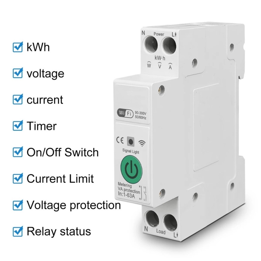 Immax NEO 07574L - Disjoncteur connecté monophase 1-63A Wi-Fi Tuya