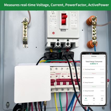 Immax NEO 07581L -Contatore intelligente di consumo elettrico trifase Wi-Fi Tuya