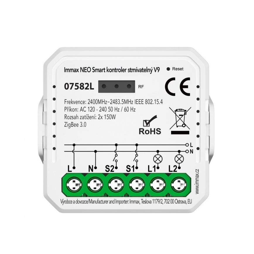 Immax Neo 07582L - Dimmbare Smart-Steuerung V9 2-Tasten Tuya