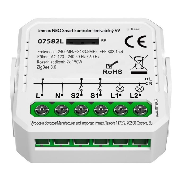 Immax Neo 07582L - Regolatore smart dimmerabile V9 2 bottoni Tuya