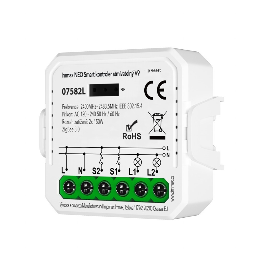 Immax Neo 07582L - Regolatore smart dimmerabile V9 2 bottoni Tuya