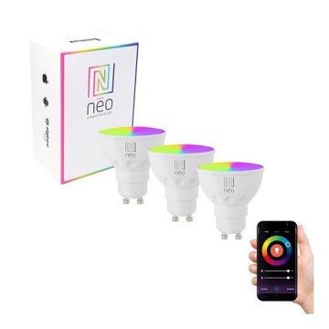 Immax NEO 07724C - SET 3x LED RGB+CCT Lampadina dimmerabile GU10/4,8W/230V 2700K Wi-Fi Tuya