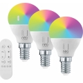 Immax NEO 07745CDO - 3er-Set dimmbare LED RGB+CCT-Glühbirnen E14/6W/230V Tuya Wi-Fi + Fernbedienung