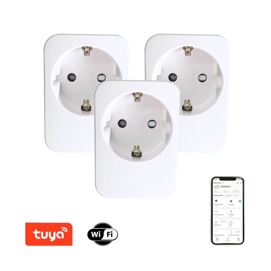 Immax NEO 07761C - 3er-Set intelligente Steckdose NEO LITE 3680W/230V/16A Wi‑Fi Tuya SCHUKO