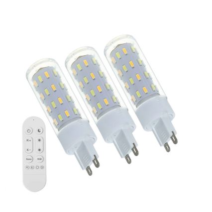 Immax NEO 07763CDO - Confezione da 3 lampadine LED CCT dimmerabili G9/4W/230V Wi-Fi Tuya + telecomando