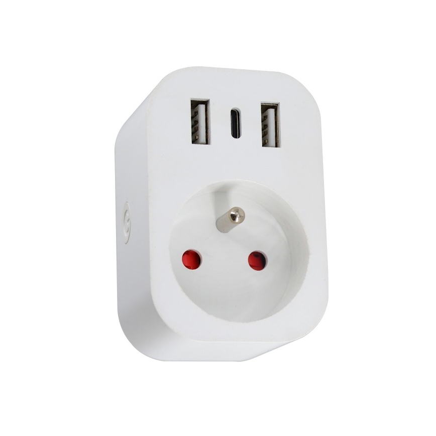 Immax NEO 07772L - Intelligenter Steckdosenverteiler 16A/230V + 2xUSB+1xUSB C Wi-Fi Tuya