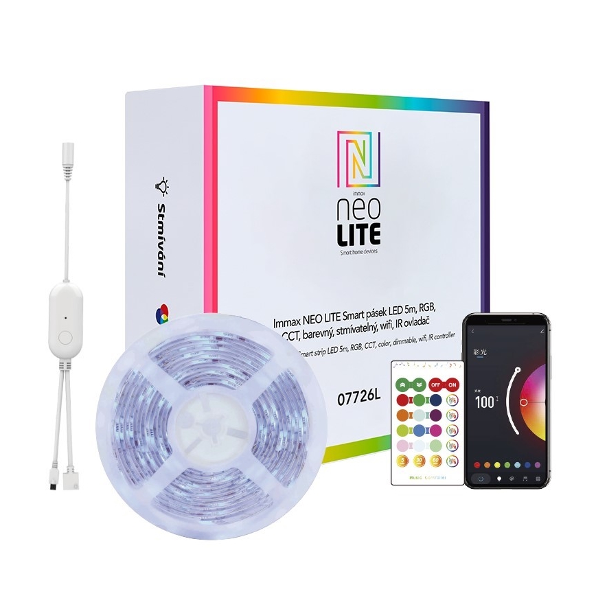 Immax NEO 07775L - LED RGB+CCT Striscia dimmerabile NEO LITE LED/48W/230V 10 m IP65 MUSIC Wi-Fi Tuya + telecomando
