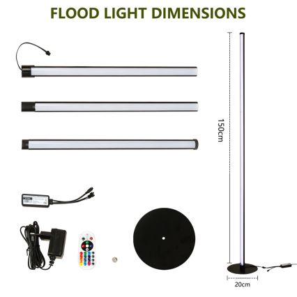 Immax NEO 07776L - LED RGB dimmbare Stehlampe AMBIENTE LED/12W/230V Wi-Fi Tuya + Fernbedienung