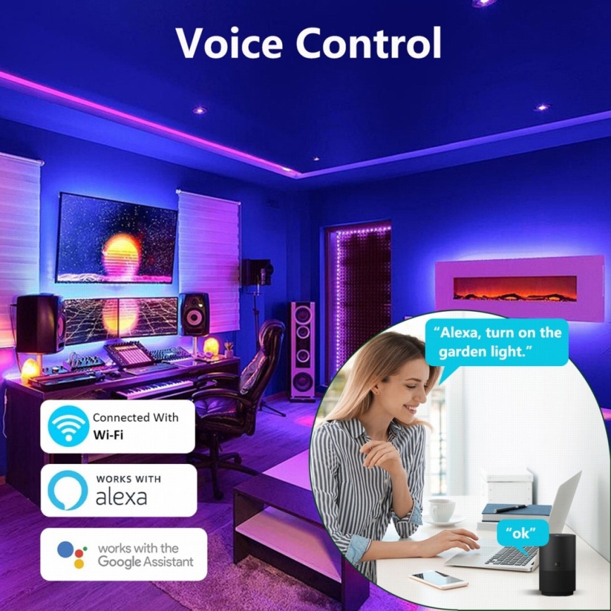Immax NEO 07776L - Lampadaire LED RGB dimmable AMBIENTE LED/12W/230V Wi-Fi Tuya + télécommande