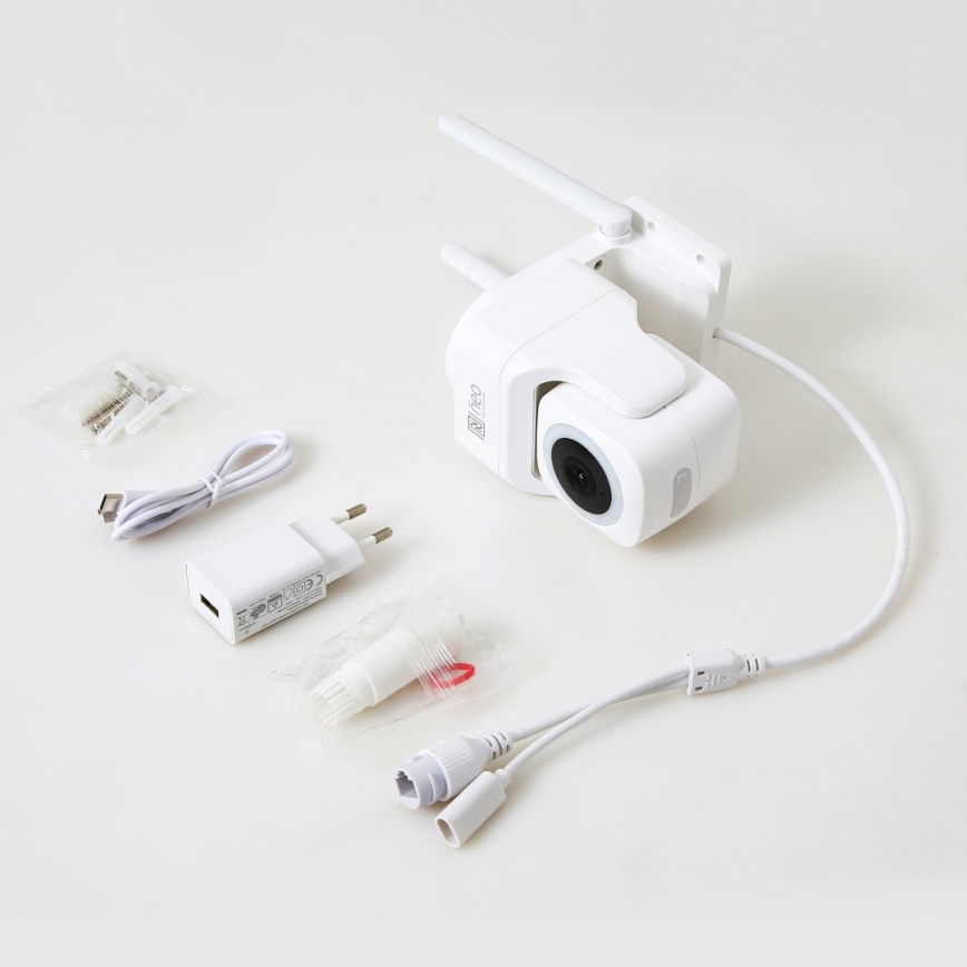 Immax NEO 07793L - Caméra extérieure connectée avec détecteur CUBE 4MP 5V IP65 Wi-Fi Tuya